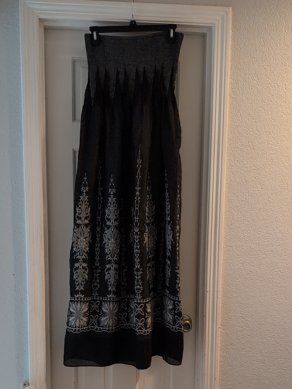 Lapis Black Maxi Dress with Silver Embroidery